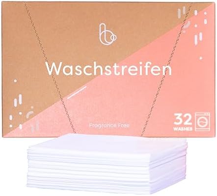 Brauzz Waschmittel Blätter Duftfrei - 32 Waschstreifen zum Wäsche waschen, vegane und wasserlösliche Waschblätter, Color Vollwaschmittel für bunte, weiße und schwarze Wäsche