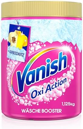 Vanish Oxi Action Pulver Pink – 1 x 1,125 kg – Fleckenentferner und Wäsche-Booster Pulver ohne Chlor – Für bunte Wäsche