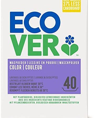 Ecover Color Waschpulver Konzentrat Lavendel (3 kg / 40 Waschladungen), Colorwaschmittel mit pflanzenbasierten Inhaltsstoffen, Waschmittel Pulver für natürlich reine Buntwäsche, 3 kg