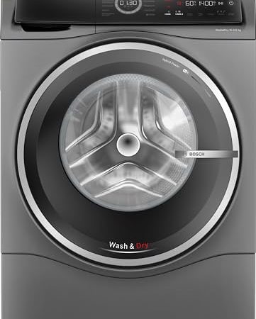 Bosch WNC254AS0, Serie 8, Smarter Waschtrockner, 10.5 kg Waschen & 6 kg Trocknen, 1400 UpM, i-Dos intelligente Waschmittel-Dosierung, entfernt 16 Fleckenarten, IronAssist mit Dampffunktion, AutoDry