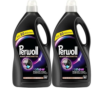 PERWOLL Black Waschmittel 160 (2 x 80 Waschladungen), Feinwaschmittel reinigt sanft und erneuert dunkle Farben und Fasern, für alle dunklen Textilien, mit Dreifach-Renew-Technologie