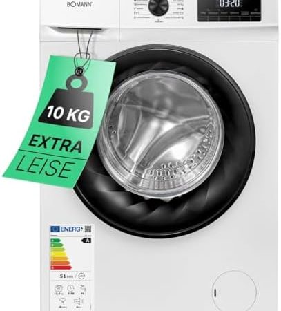 Bomann® Waschmaschine 10kg | max. 1400 U/min | 10 Jahre Motor-Garantie | effizienter, leiser & langlebiger Invertermotor | 15 Programme | Endzeitvorwahl | LED-Display | Washing Machine WA 7110