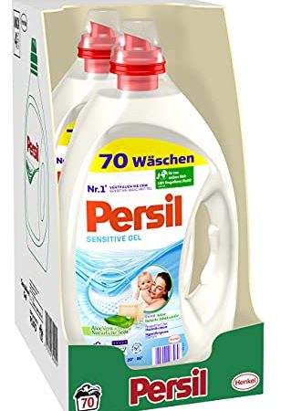 Persil Sensitive Gel (140 Waschladungen), ECARF-zertifiziertes Sensitive Waschmittel für Allergiker und sensible Haut, duftet nach Aloe Vera & natürlicher Seife, 20 °C - 95 °C