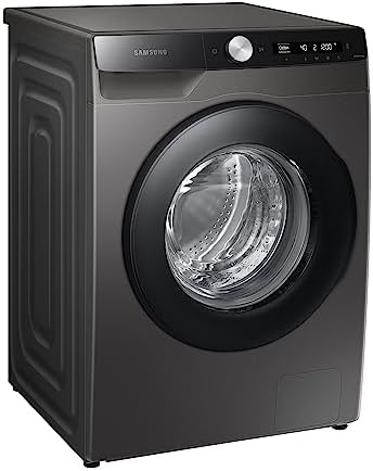 Samsung Waschmaschine, 8 kg, 1400 U/min, Ecobubble, Automatische Waschmittel- und Weichspülerdosierung, Inox/Schwarz, WW80T534AAXAS2