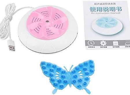 Waschmaschine Mini Ultraschall Wäsche Turbine Washer Reiniger Tragbare Multifunktionale Wash Tool Kleidung Reinigungswerkzeug für Reise Kinder Wäsche(Pink)