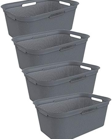 Rotho Brisen 4er-Set Wäschekorb 40l, Kunststoff (PP) BPA-frei , anthrazit,