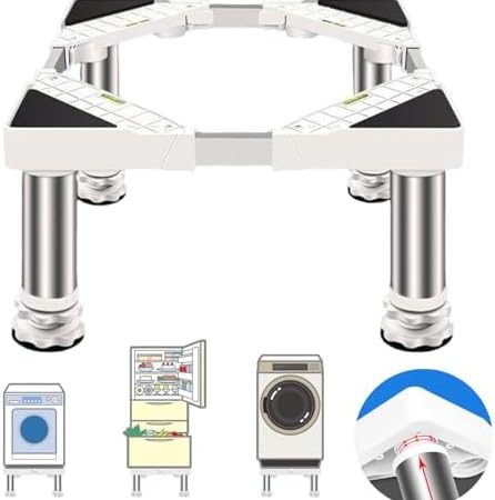 Waschmaschinen Untergestell NUR FÜR WELLENWASCHMASCHINEN Waschmaschinensockel Podest für Kühlschrank, Trockner, Saugnapf-Füße, werkzeuglose Montage, Verstellbare Breite Höhe(43-65cm,19-22cm)