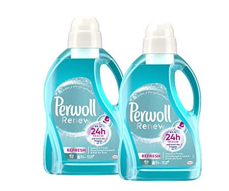 Perwoll Renew Refresh Flüssigwaschmittel (2x25 Wäschen), Hygiene Waschmittel für Weiß- und Buntwäsche, mit geruchsneutralisierender Formel für intensive Frische