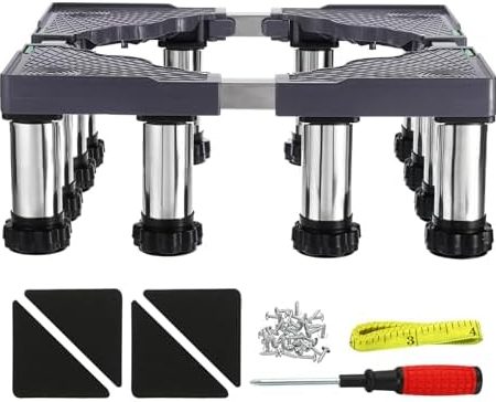 PATIKIL Waschmaschinen Untergestell Kühlschrankständer 4 starke Füße Ständer Basis Multifunktionaler verstellbarer Basis-Tablett Anti-Vibration für Trockner AC 114"-126" Höhe 2er Pack