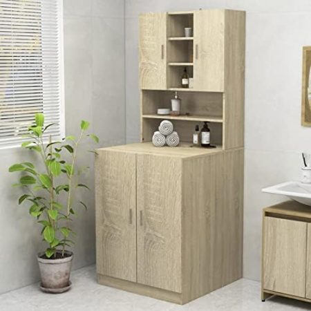 CIADAZ Waschmaschinenschrank Sonoma-Eiche 70,5x25,5x90 cm Toilettenschrank, Überbauschrank, Waschmaschinenregal, Aufbewahrung Über Der Waschmaschine, Regal Für Toilette, Waschmachinenüberschrank