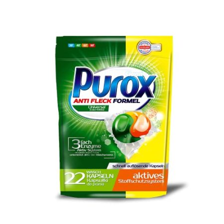 PUROX CAPS UNIVERSAL (22 WL) Wasch Caps 2 Kammern für Colortextilien doypack Waschmittel 396 g