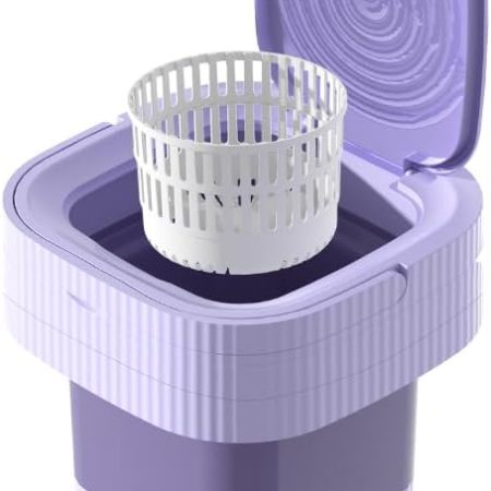 Mini Waschmaschine, 10L Tragbare Faltbare Wäschewanne 3 Modi Mini Kleine Waschmaschine Reisewaschmaschine Automatische Camping-Waschmaschine für Baby-Kleidung Oder Kleine Gegenstände, violett