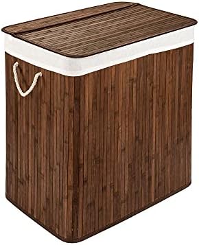 PANA ECO Bambus Wäschekorb mit Deckel • Wäschebox Holz Wäschesack • Faltbarer Wäschesammler • Badezimmer Wäschetruhe • 100% Bambus • Farbe: Braun • Größe: 150L (40 x 60 x 63 cm)