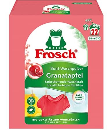 Frosch Granatapfel Bunt-Waschpulver, Pulver Waschmittel (22 WL), Buntwaschmittel bekämpft hartnäckigste Flecken, Farbschutz, 1er Pack (1 x 1,45 kg)