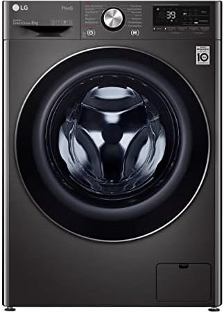 LG F4WV708P2BA, Klasse A, Frontlader-Waschmaschine 8 kg, Wi-Fi, AI Direct Drive, Tiefenreinigung mit Dampf, TurboWash 360°, TRIPLE A, Außentür aus gehärtetem Glas, 60x62x85 cm ꟷ Metallic Black Steel