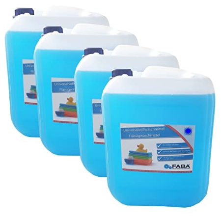 4 x 5 L Flüssigwaschmittel Konzentrat blau, frisch herb, gratis Ausgießer