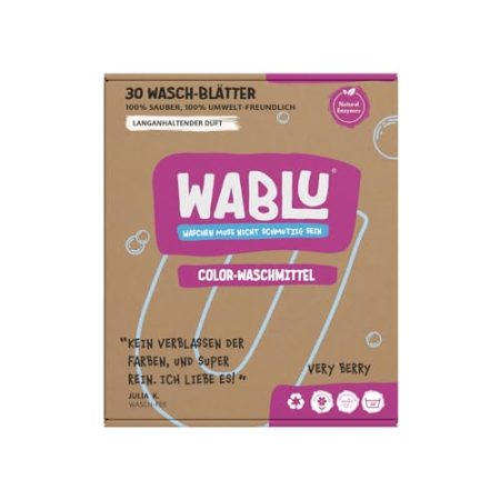 WABLU Color-Waschmittel | Natürlicher Enzyme für eine kraftvolle Reinigung | Nachhaltige Alternative zu herkömmlichem Waschmittel | 30 Eco Wasch-Blätter