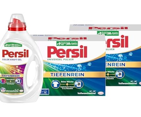 PERSIL-Set Pulver 2x 20 Waschladungen (40WL) Universal & Kraft-Gel 1x 20 Waschladungen Color, Voll- & Colorwaschmittel-Set für reine Wäsche und hygienische Frische für die Maschine