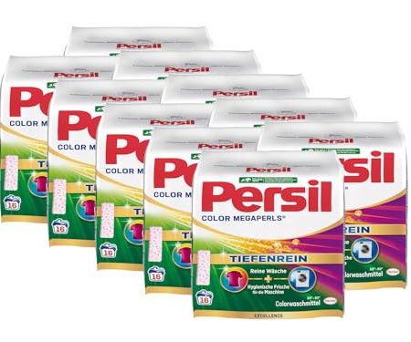 Persil Color Megaperls 160 Waschladungen (10x 16WL), Colorwaschmittel mit Tiefenrein Technologie, Waschmittel für reine Wäsche & hygienische Frische für die Maschine, 20 °C bis 60 °C