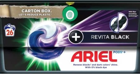 Ariel All-in-One Pods +Revitablack Waschmittelkapseln - 26 Stücke / 26 Kapeln für BLACK Schwarz