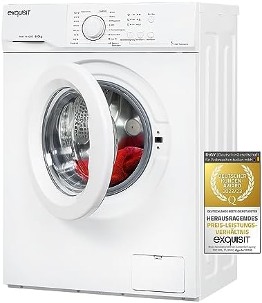 Exquisit Waschmaschine WA6110-020E | Waschmaschine 6 kg | 1000 U/Min | Trommelreinigung | 9 Waschprogramme | Kindersicherung | Washing machine