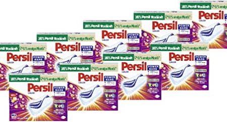 Persil Power Bars Color Waschmittel (9 x 16 Waschladungen), vordosiertes Buntwaschmittel mit biologisch abbaubarem Schutzfilm, für reine Wäsche & hygienische Frische für die Maschine