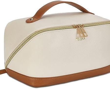 Telena Kulturbeutel für Damen aus PU-Leder, Reise-Kosmetiktasche Waschtasche Frauen Make-up Taschen Kofferorganizer Bag