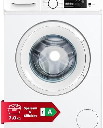 Telefunken Waschmaschine 7kg | 1400 U/Min. | Inverter Motor - Leise & Effizient | Aquastop - Schutz vor Wasserschäden | Schontrommel | Washing Machine mit 15 Programmen | EEK A | W-7-1400-A-W weiß