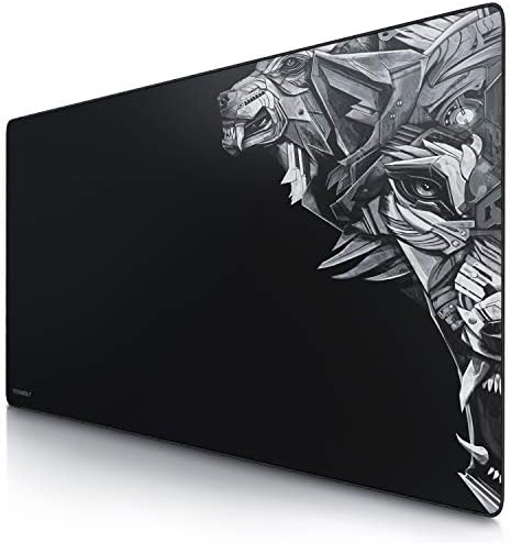 CSL - Übergröße Mauspad Gaming Titanwolf 1200x600mm - XXXL Mousepad groß mit Motiv - Tischunterlage Large Size - verbessert Präzision und Geschwindigkeit - XXL z.B. für Logitech Maus und Tastatur