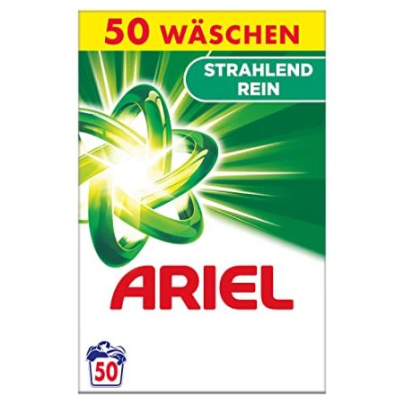 Ariel Waschpulver 3.25KG – 50 Waschladungen, Strahlend Rein, Strahlende Reinheit Bei Niedrigeren Temperaturen Und Anti-Rückstands-Technologie