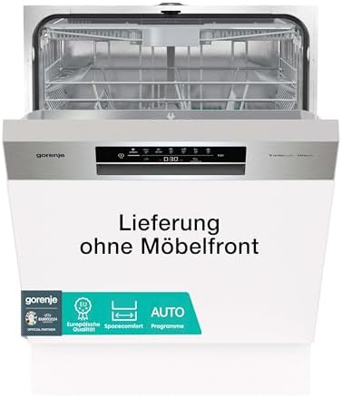 Gorenje GI 643 D60X Teilintegrierbarer Geschirrspüler / 60cm / 16 Maßgedecke / 3 Körbe / 5 Programme/SpeedWash/TotalDry/höhenverstellbarer Oberkorb/vollständiger Überlaufschutz, Silber, Schwarz