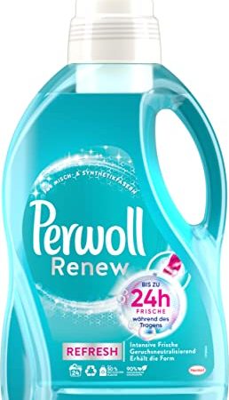 Perwoll Renew Refresh Flüssigwaschmittel (24 Wäschen), Hygiene Waschmittel für Weiß- und Buntwäsche, mit geruchsneutralisierender Formel für intensive Frische