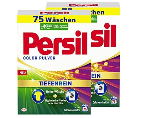 Persil Color Pulver Tiefenrein Waschmittel (2x 75 Waschladungen), Colorwaschmittel für reine Wäsche und hygienische Frische für die Maschine, effektiv von 20 °C bis 60 °C