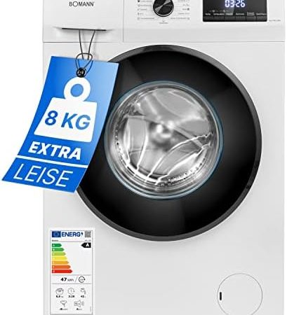 Bomann® Waschmaschine 8kg | max. 1400 U/min | 10 Jahre Motor-Garantie | robuster, leiser & langlebiger Invertermotor | 15 Waschprogramme | LED-Display | Washing Machine mit Dampffunktion | WA 7185