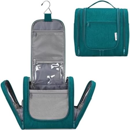 Narwey Kulturbeutel Damen & Kulturbeutel Herren Kulturtasche Zum Aufhängen Männer Kosmetiktasche Waschtasche für Frauen & Mädchen (Blau Grün)