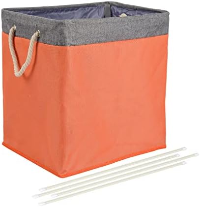 Amazon Basics Rechteckig Wäschekorb aus Stoff, zusammenfaltbar, mit abnehmbaren Halterungen, 40.6 cm x 33 cm x 43.6 cm, Orange