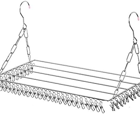 Matty-LZ Multifunktions Wäscheständer aus Edelstahl, Klein Hängend Wäscheständer, Mini Wäscheständer Keine Peg / 36 Peg / 45 Peg / 100 Peg (60cm x 25cm - 45 Peg)