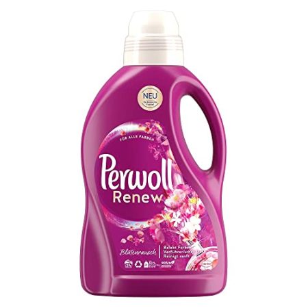 Perwoll Renew Blütenrausch Flüssigwaschmittel (24 Wäschen), Feinwaschmittel für Buntwäsche & Weißes, Color Waschmittel verleiht intensive Frische mit blumigem Duft