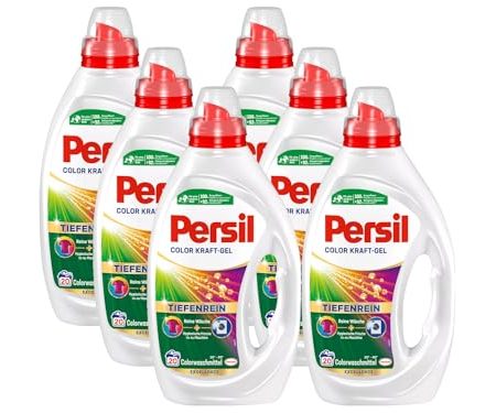 Persil Color Kraft-Gel (6 x 20 Waschladungen), Flüssigwaschmittel mit Tiefenrein Technologie, Colorwaschmittel für reine Wäsche und hygienische Frische für die Maschine, wirksam ab 20 °C