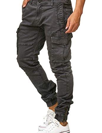 Indicode Herren Alex Cargohose aus Baumwolle mit 6 Taschen | Cargo Chino Hose f. Männer Iron M