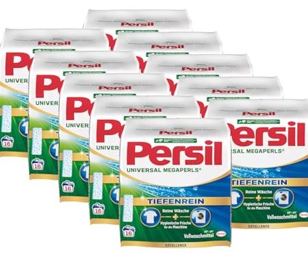 Persil Universal Megaperls 160 Waschladungen (10x 16WL), Vollwaschmittel mit Tiefenrein Technologie, Waschmittel für reine Wäsche & hygienische Frische für die Maschine, 20 °C bis 95 °C