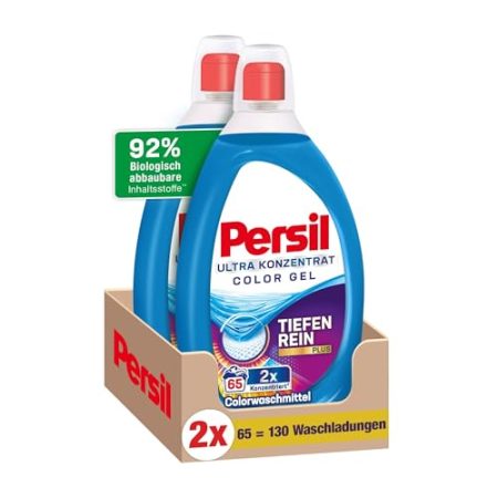 Persil Ultra Konzentrat Color Waschmittel (2 x 65 Waschladungen), hochkonzentriertes Flüssigwaschmittel mit Tiefenrein-Plus Technologie gegen hartnäckigste Flecken