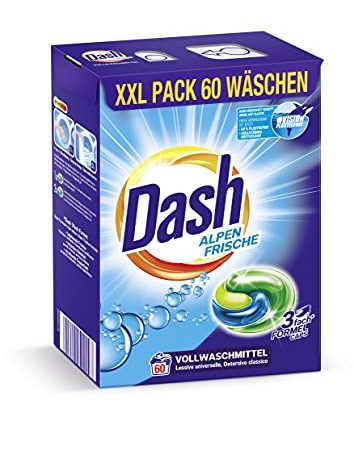 Dash® Alpen Frische 3 in 1 Caps XXL-Sparpack I 60 Waschladungen I Waschmittel-Caps für weiße Wäsche I 3 in 1 Formel für Frische, Reinheit und Sauberkeit | 1,59 kg