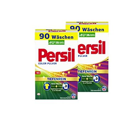 Persil Color Pulver Tiefenrein Waschmittel 180 WL (2 x 90 Waschladungen), Colorwaschmittel für reine Wäsche und hygienische Frische für die Maschine, effektiv von 20 °C bis 60 °C