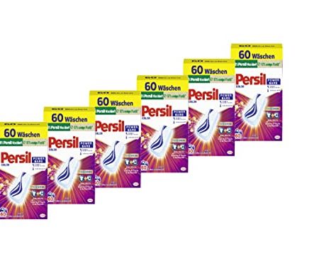 Persil Power Bars Color Waschmittel 360 WL (6 x 60 Waschladungen), vordosiertes Buntwaschmittel mit biologisch abbaubarem Schutzfilm, für reine Wäsche & hygienische Frische für die Maschine