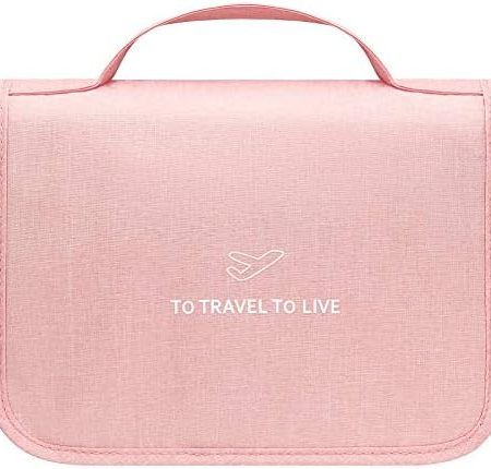 Kulturtasche Groß, GEEADNB Reise Waschtasche für Damen & Herren wasserdichte Kulturbeutel zum Aufhängen Toilettenartikel Tragbar Make up Waschbeutel Kit mit Haken (Rosa)