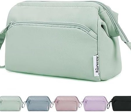 Narwey Reise Kosmetiktasche Schminktasche Make-up-Tasche mit Große Weit Offener Tasche für Damen Frauen(Minzgrün)