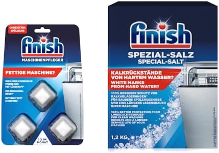 Finish Spülmaschinen Reinigungs SET - Spezialsalz 1,2Kg + Maschinenpfleger 3 Tabs