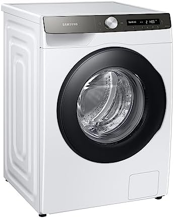 Samsung Waschmaschine, 8 kg, 1400 U/min, Ecobubble, Automatische Waschmittel- und Weichspülerdosierung, Weiß/Schwarz, WW8ET534AATAS2