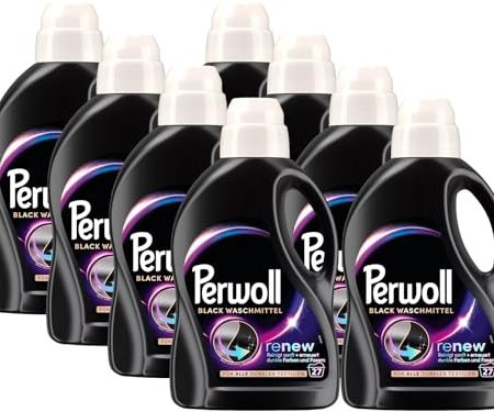 PERWOLL Black Waschmittel 216 (8 x 27 Waschladungen), Feinwaschmittel reinigt sanft und erneuert dunkle Farben und Fasern, für alle dunklen Textilien, mit Dreifach-Renew-Technologie